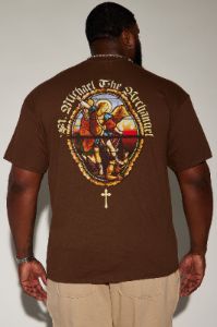 The Archangel Stained Glass Short Sleeve Tee - Chocolate sold by Fashion Nova