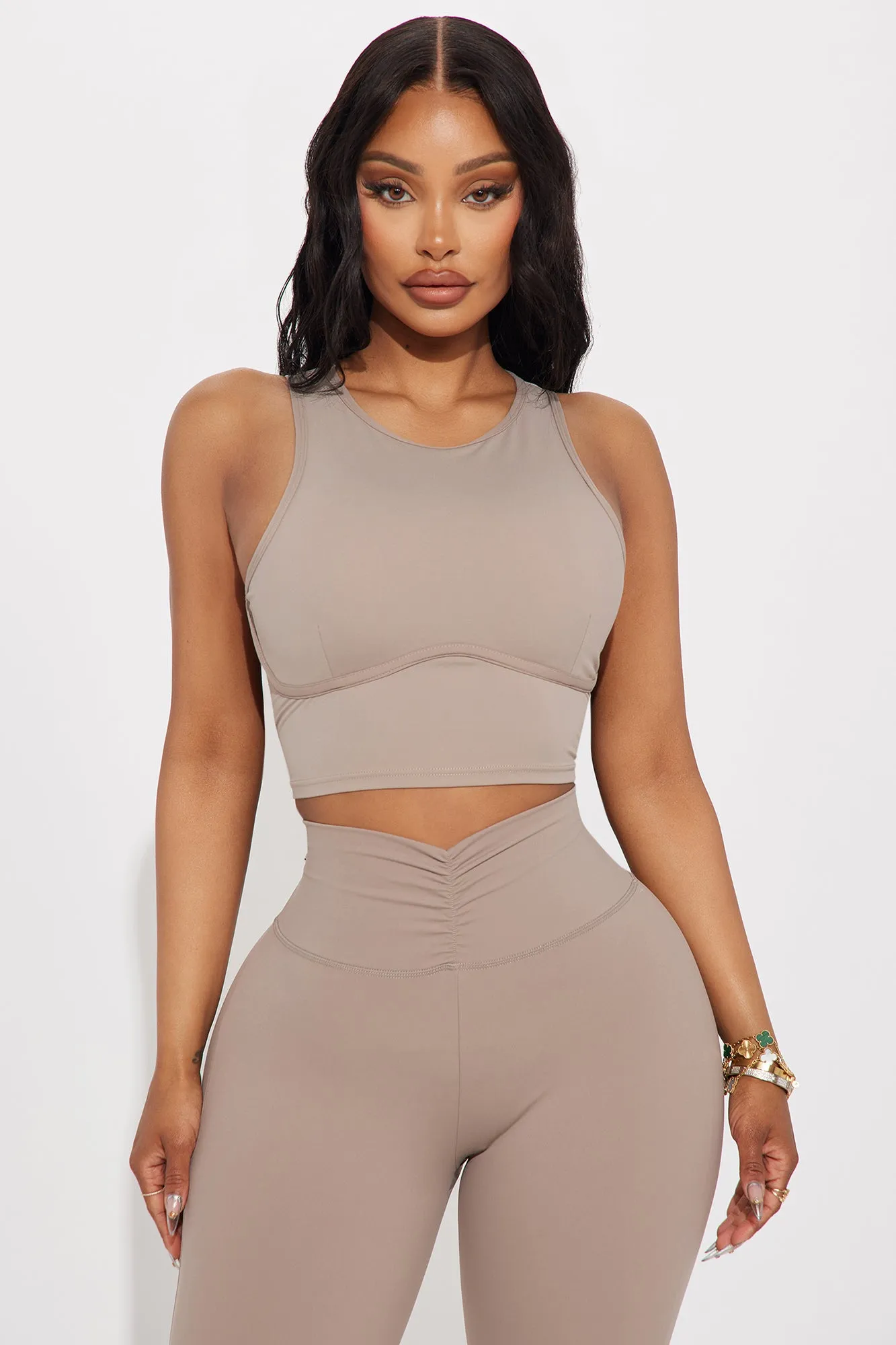 Pilates Girl Active Top - Taupe sold by Fashion Nova