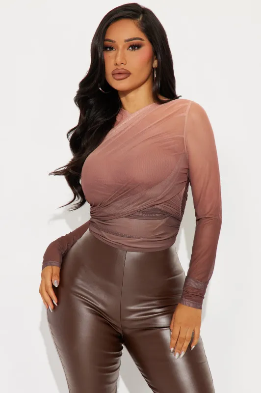 Desert Dream Ombre Mesh Top - Brown/combo sold by Fashion Nova