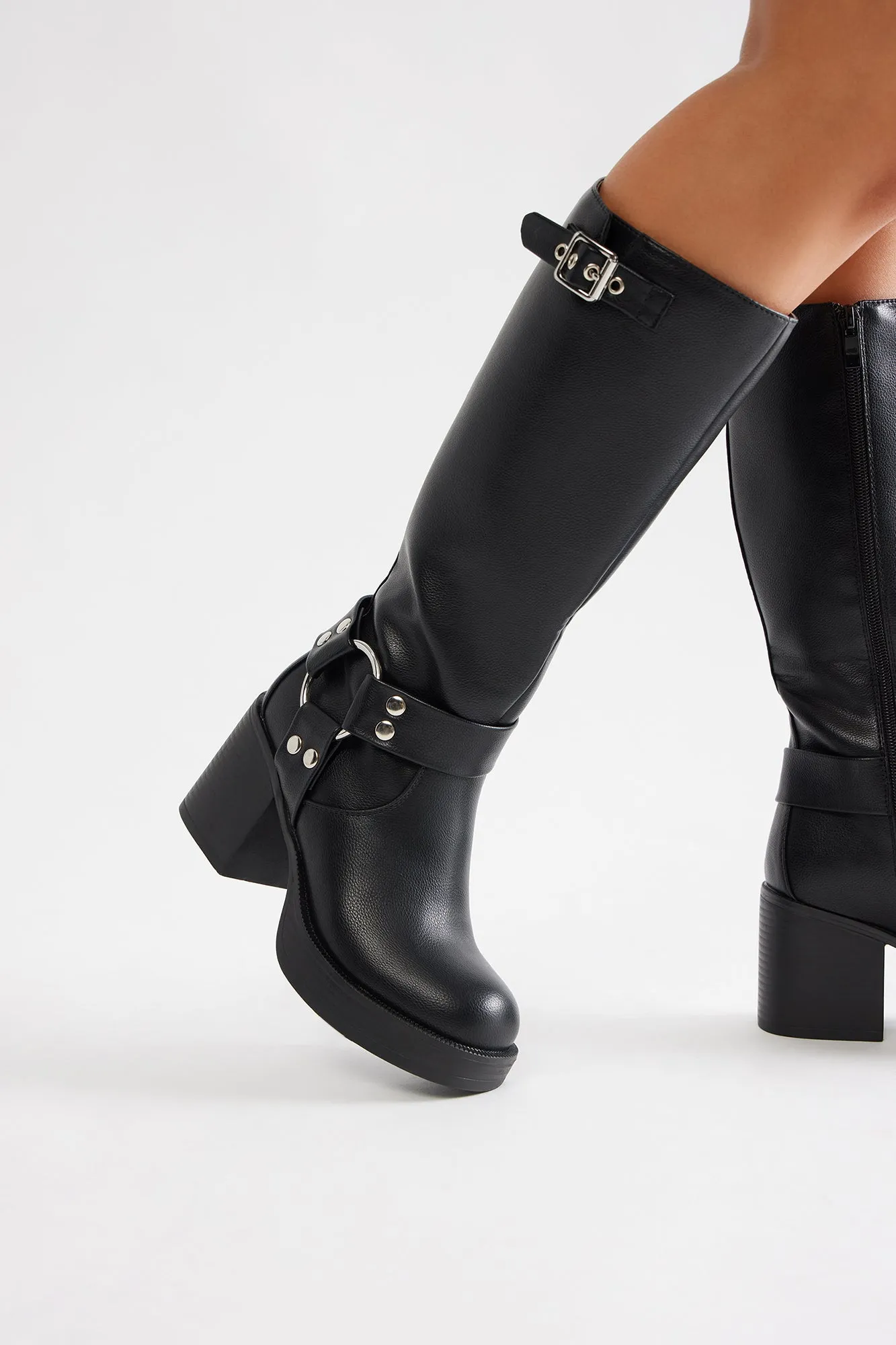 Arden Buckle Knee High Boots - Black sold by Fashion Nova product image thumbnail 2