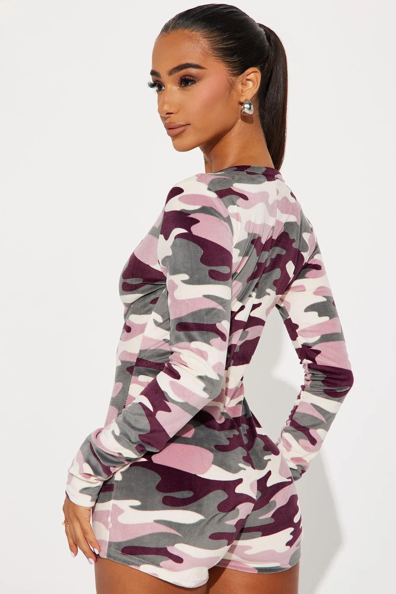 Act Natural PJ Velour Romper Onesie - Camouflage sold by Fashion Nova product image thumbnail 3