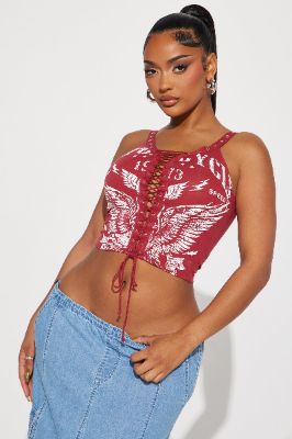 High Speeder Hunny Lace Up Top - Rust made by Fashion Nova