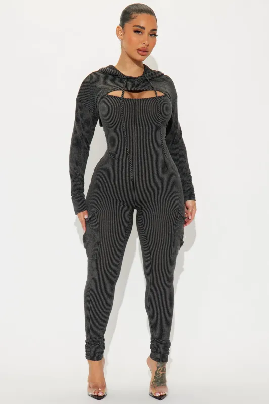 Everyday Grind Jumpsuit Set - Charcoal sold by Fashion Nova