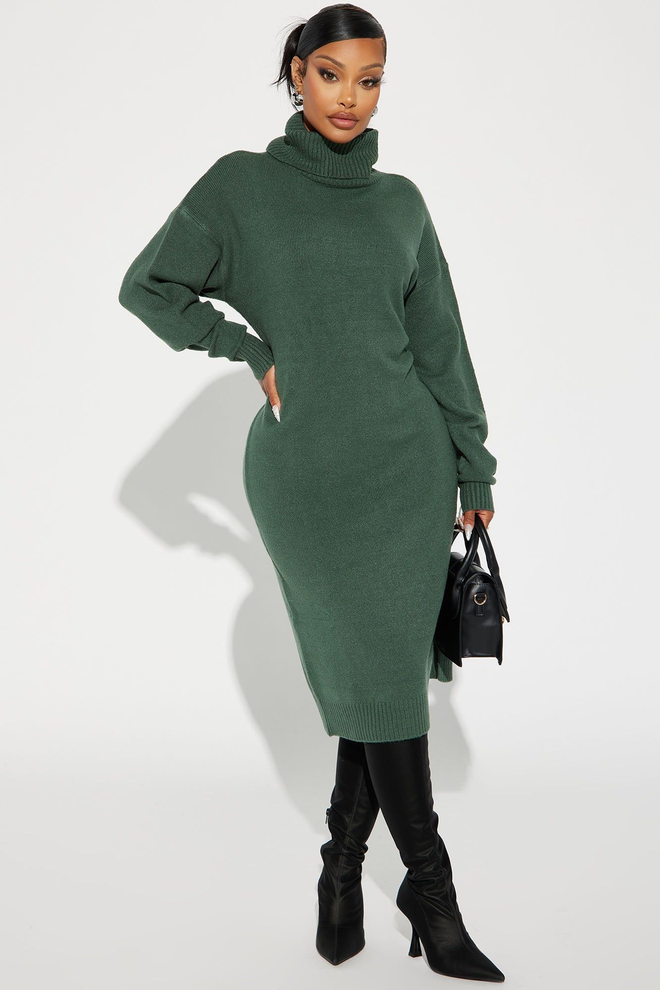 Jane Sweater Midi Dress - Green sold by Fashion Nova