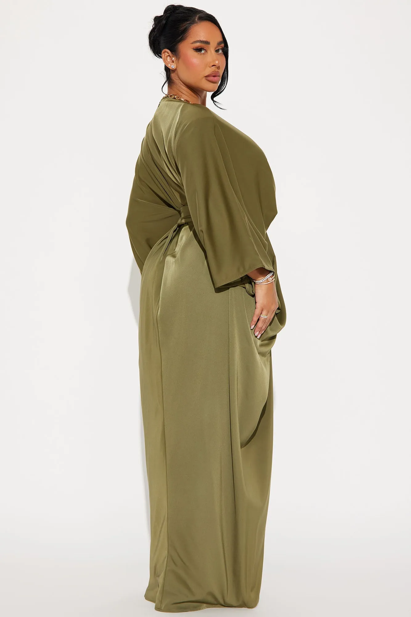 Spectacular Woman Satin Maxi Dress - Olive sold by Fashion Nova product image thumbnail 3