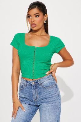 Giselle Rib Top - Kelly Green sold by Fashion Nova