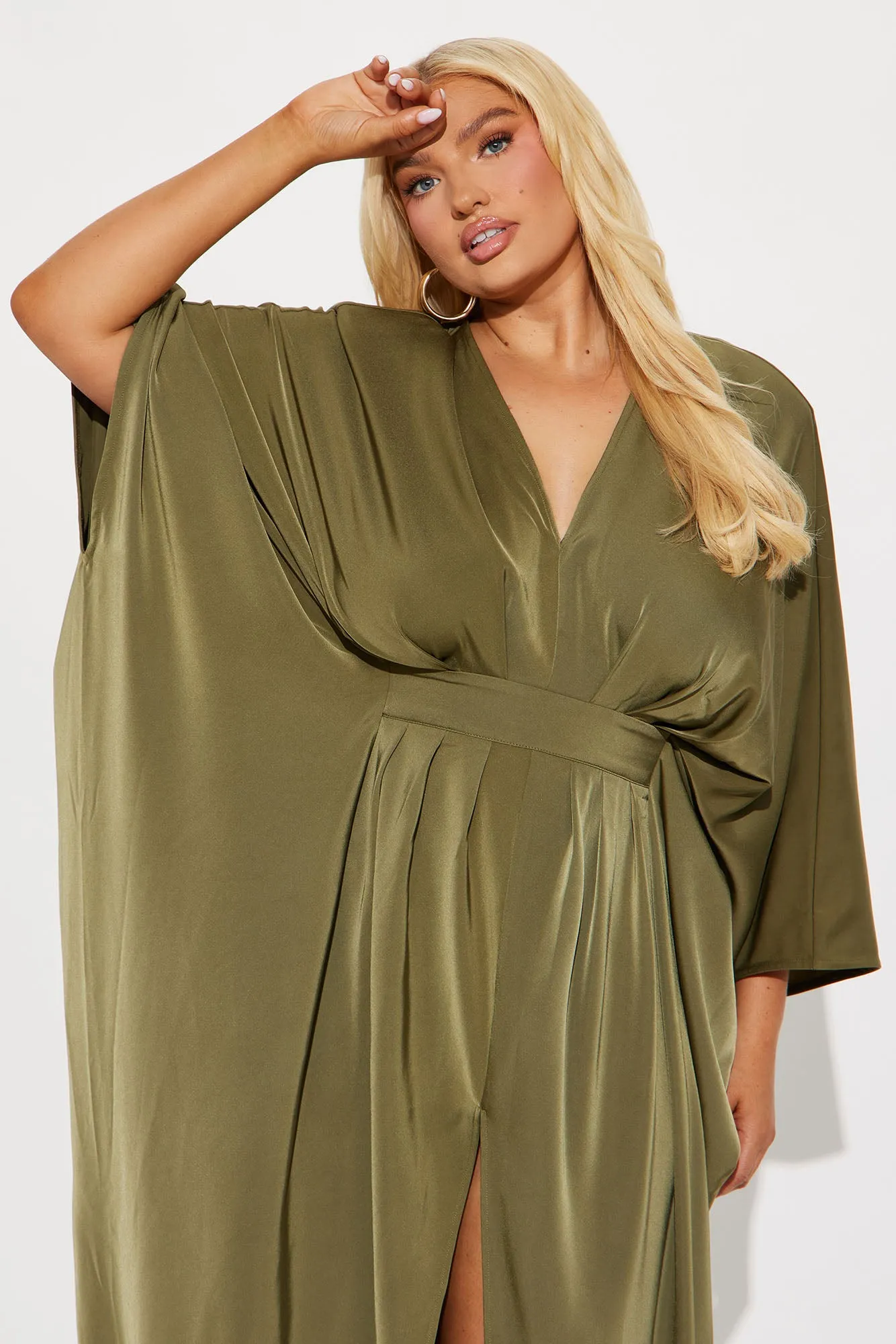 Spectacular Woman Satin Maxi Dress - Olive sold by Fashion Nova product image thumbnail 5