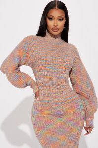 Serena Sweater Midi Dress - Multi Color sold by Fashion Nova