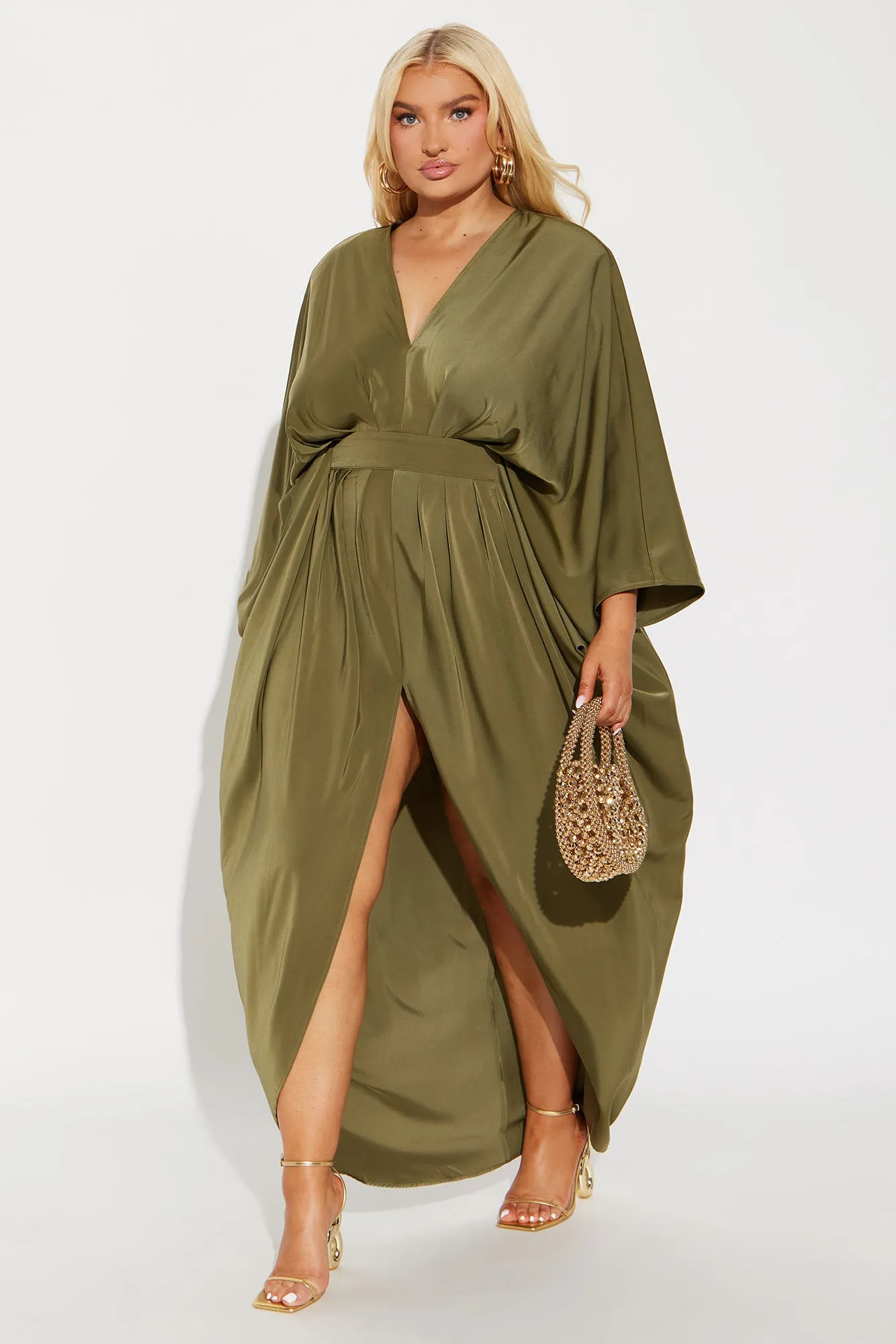 Spectacular Woman Satin Maxi Dress - Olive sold by Fashion Nova product image thumbnail 4