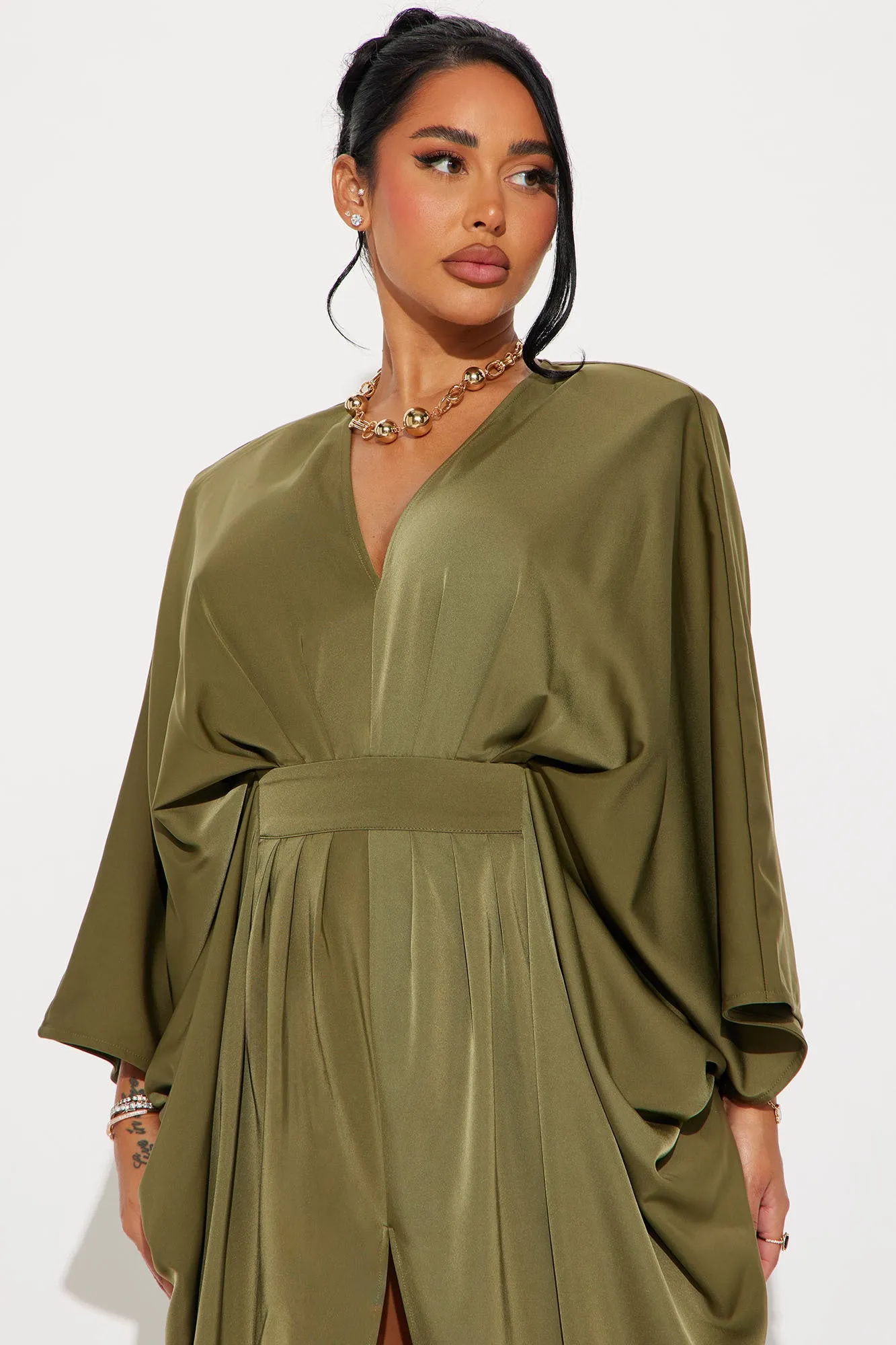 Spectacular Woman Satin Maxi Dress - Olive sold by Fashion Nova product image thumbnail 2