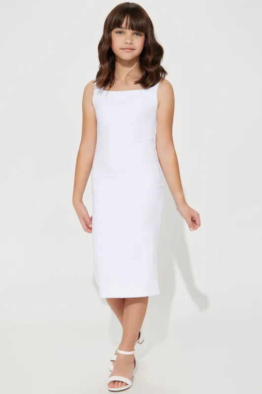 Mini Colette Double Lined Midi Dress - White sold by Fashion Nova