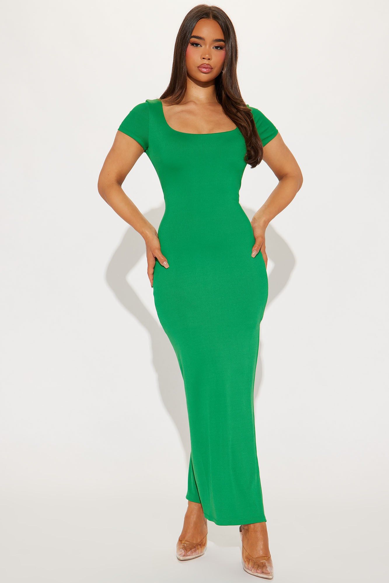 Chloe Ribbed Maxi Dress - Emerald sold by Fashion Nova