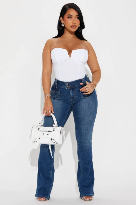 Make An Impression Stretch Flare Jeans - Dark Wash sold by Fashion Nova