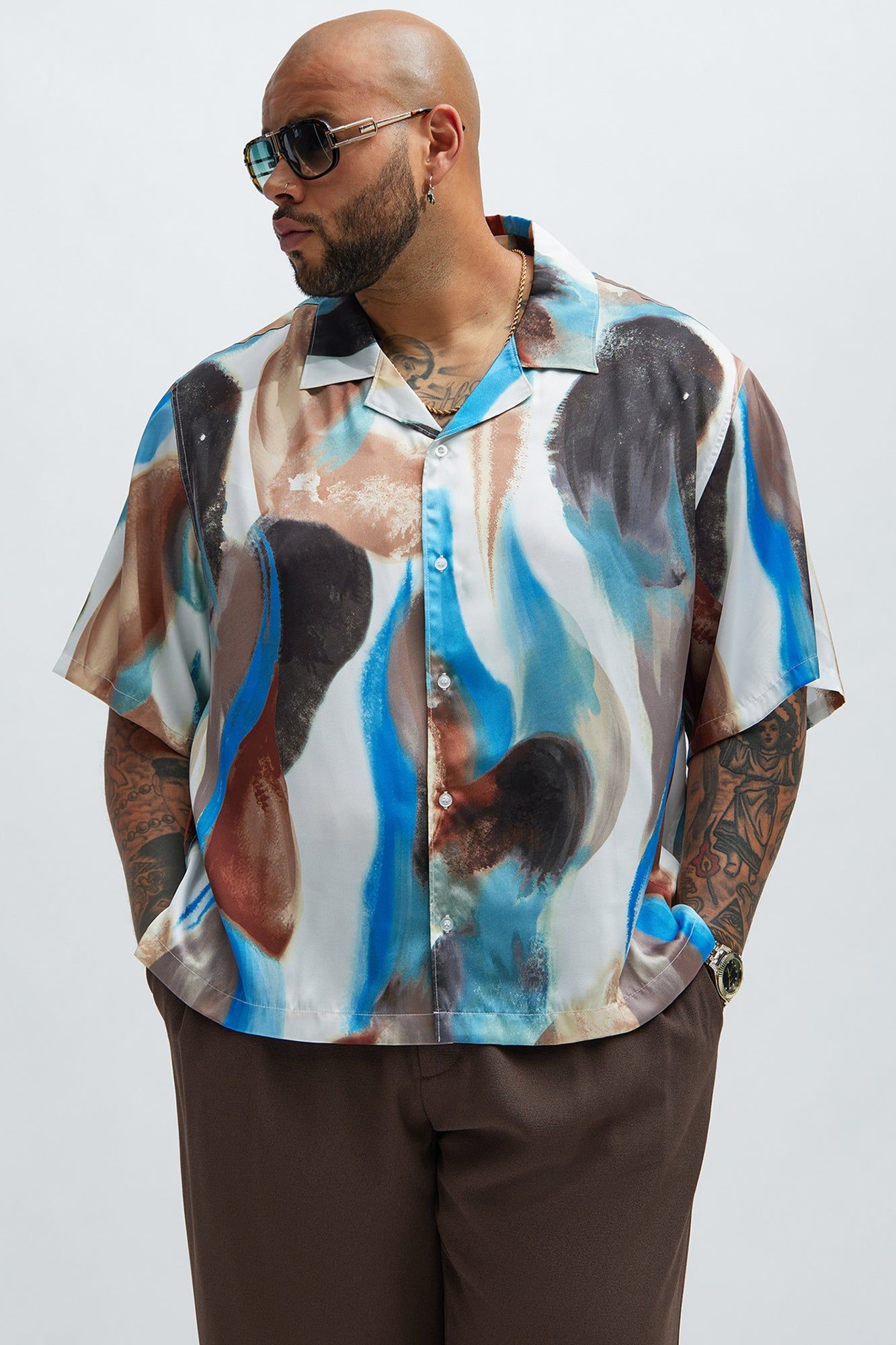 Edgehill Watercolor Shirt - Brown/combo sold by Fashion Nova product image thumbnail 5