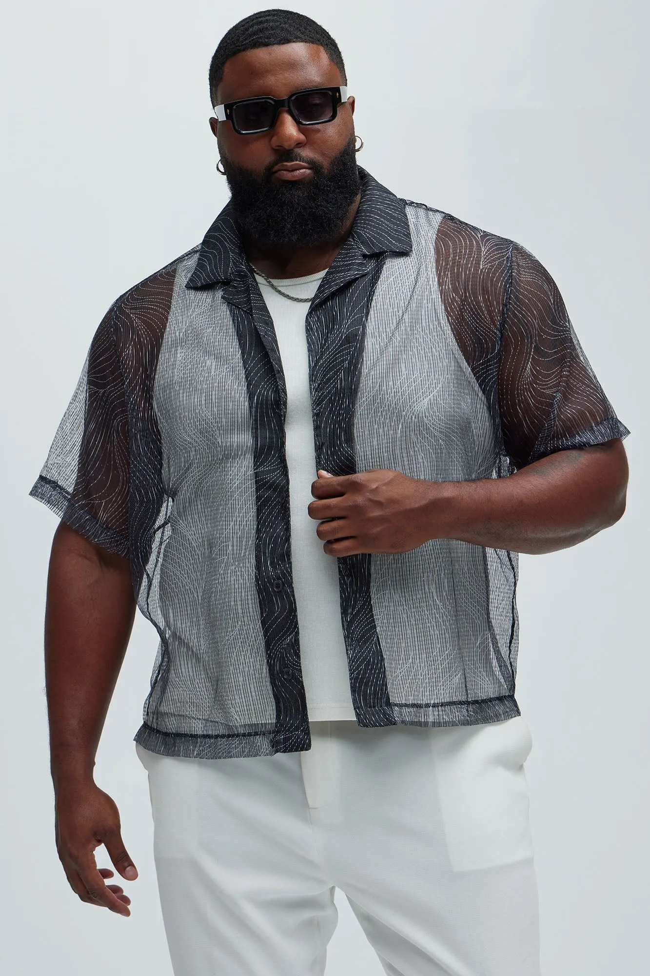 Peek A Boo Collared Shirt - Navy sold by Fashion Nova product image thumbnail 4