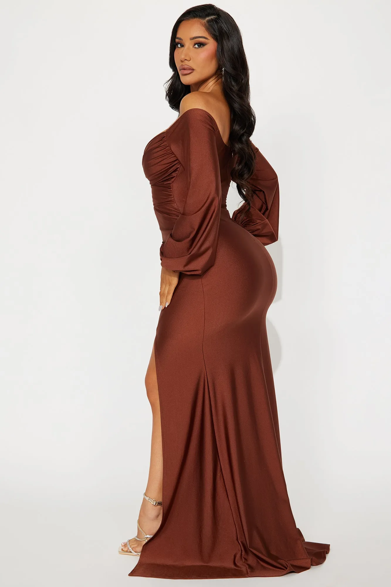 Denise Off Shoulder Maxi Dress - Chocolate sold by Fashion Nova product image thumbnail 3