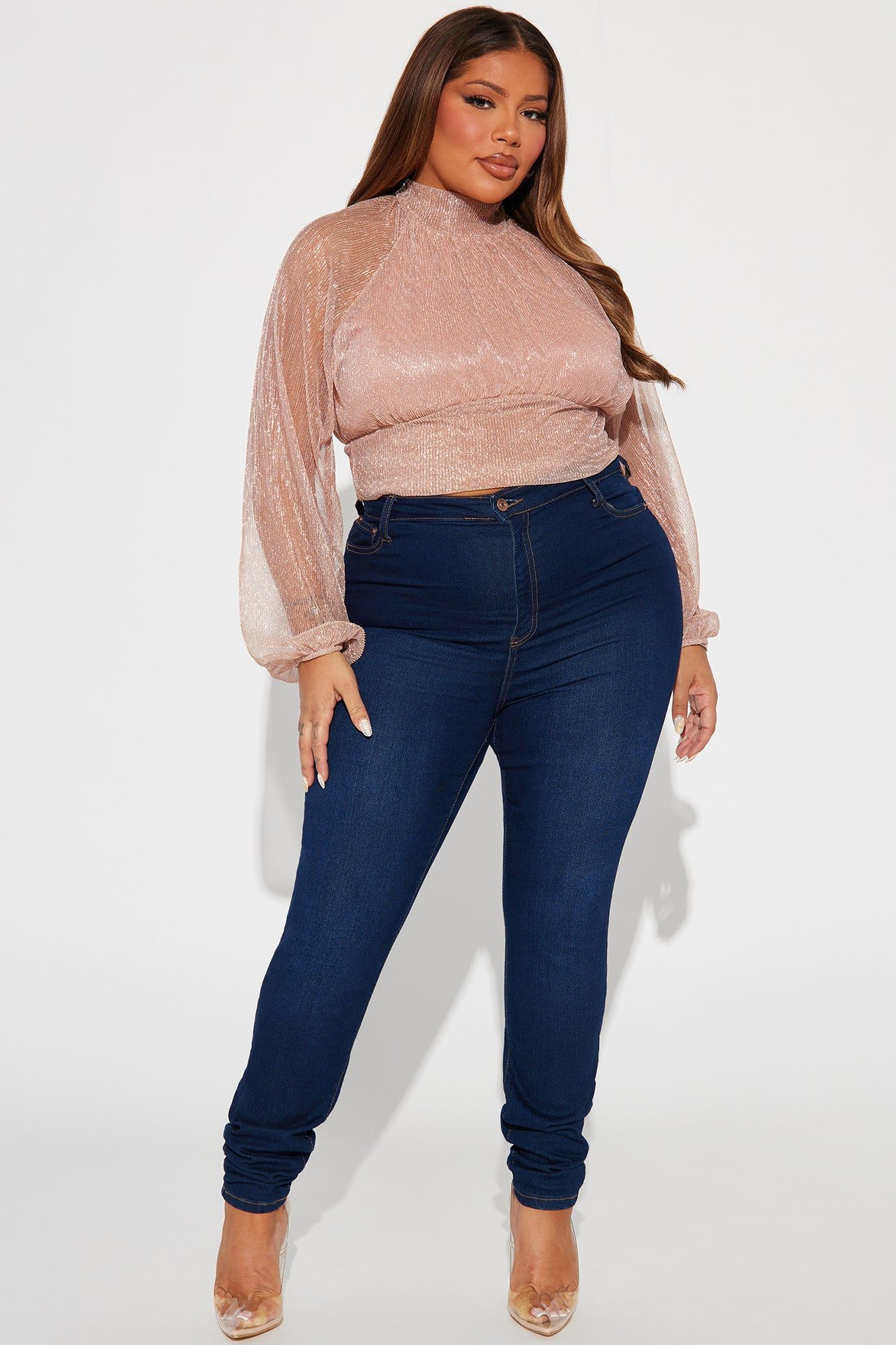 Estella Sheer Metallic Top - Mauve sold by Fashion Nova product image thumbnail 5