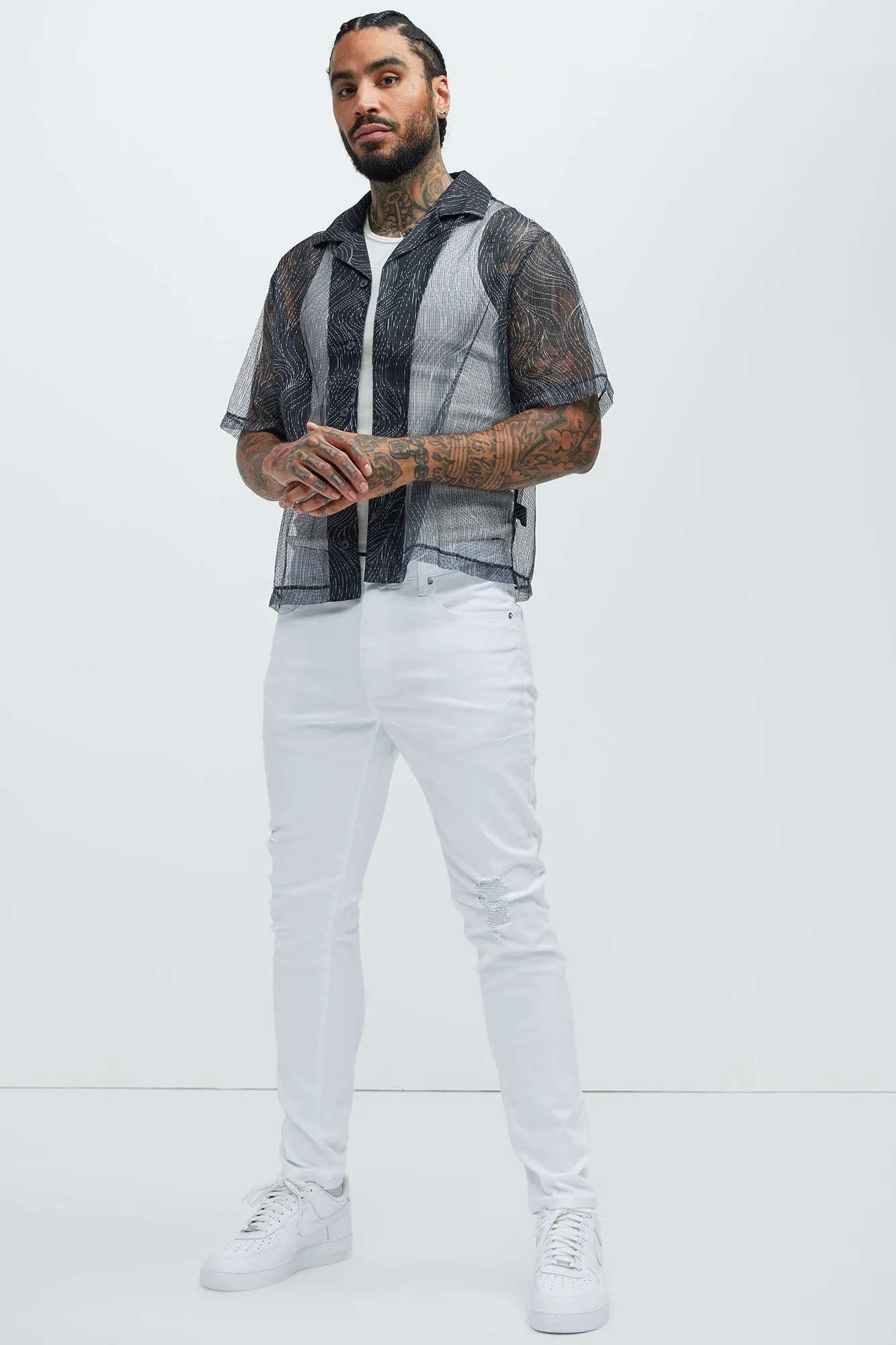 Peek A Boo Collared Shirt - Navy sold by Fashion Nova product image thumbnail 2