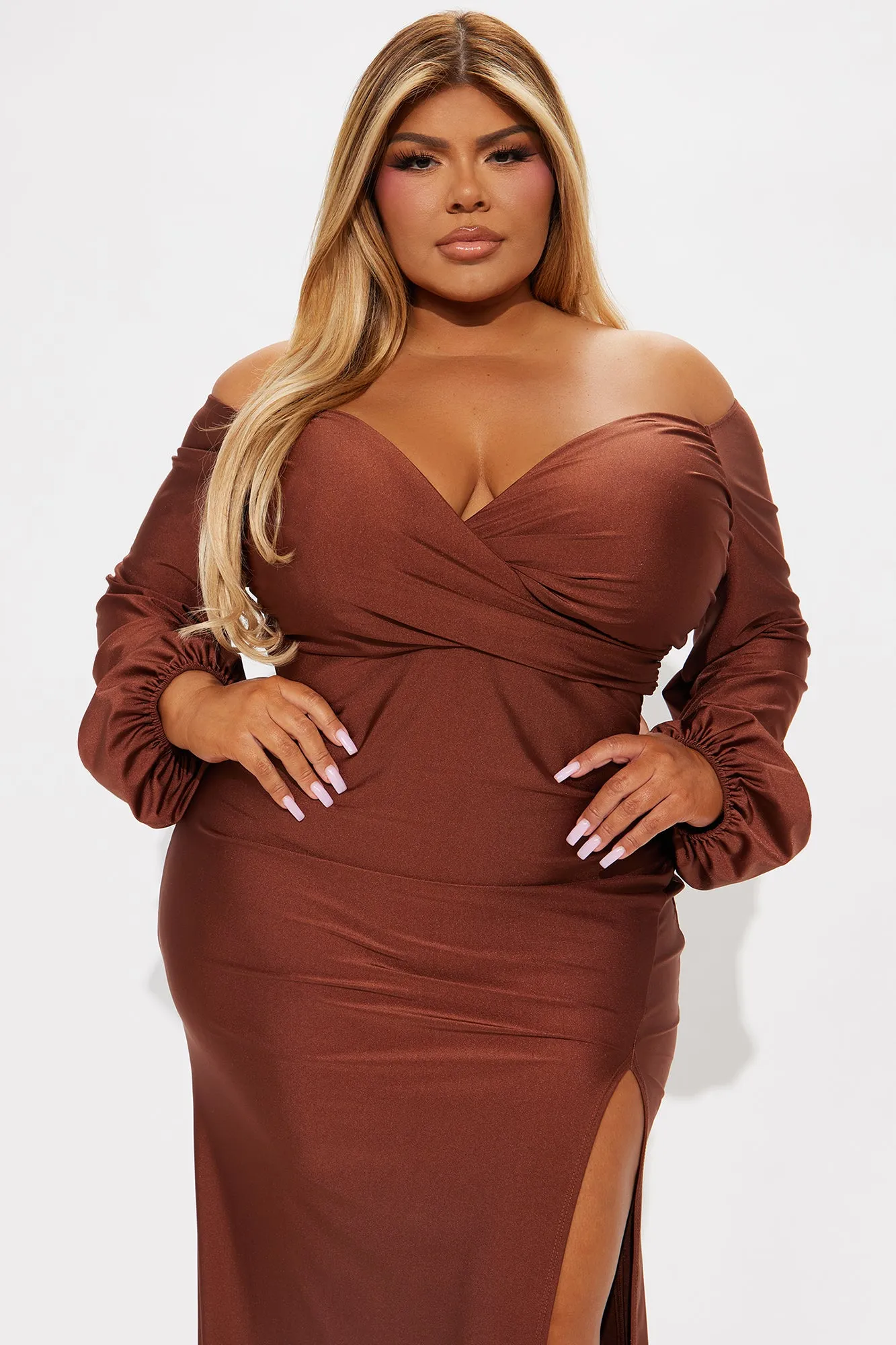 Denise Off Shoulder Maxi Dress - Chocolate sold by Fashion Nova product image thumbnail 5
