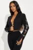 Put A Bow On It Rhinestone Cropped Blazer - Black sold by Fashion Nova