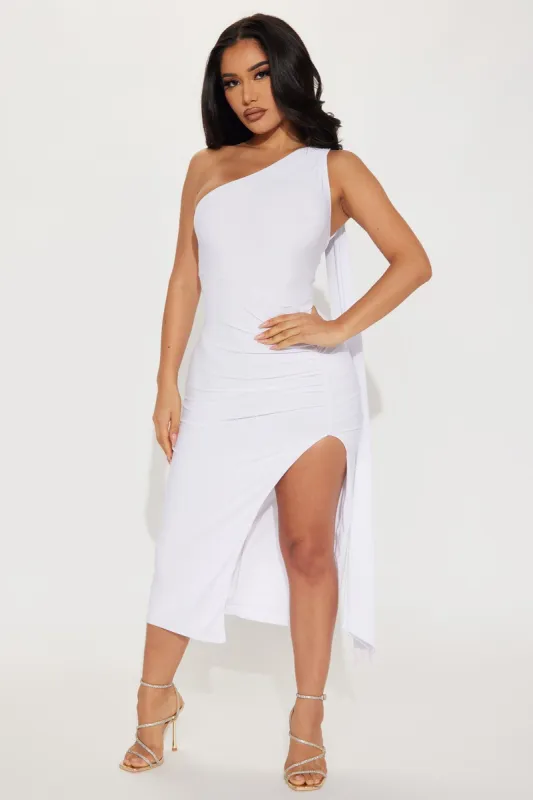 Alanna One Shoulder Midi Dress - White sold by Fashion Nova