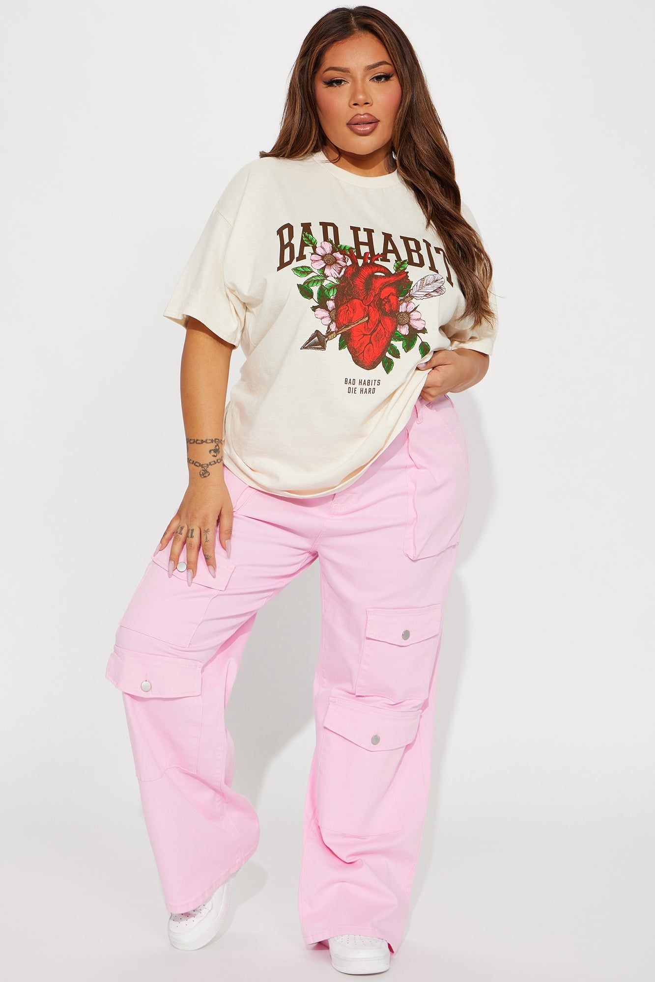 Bad Habits Break Hearts Graphic Tee - Cream sold by Fashion Nova product image thumbnail 5