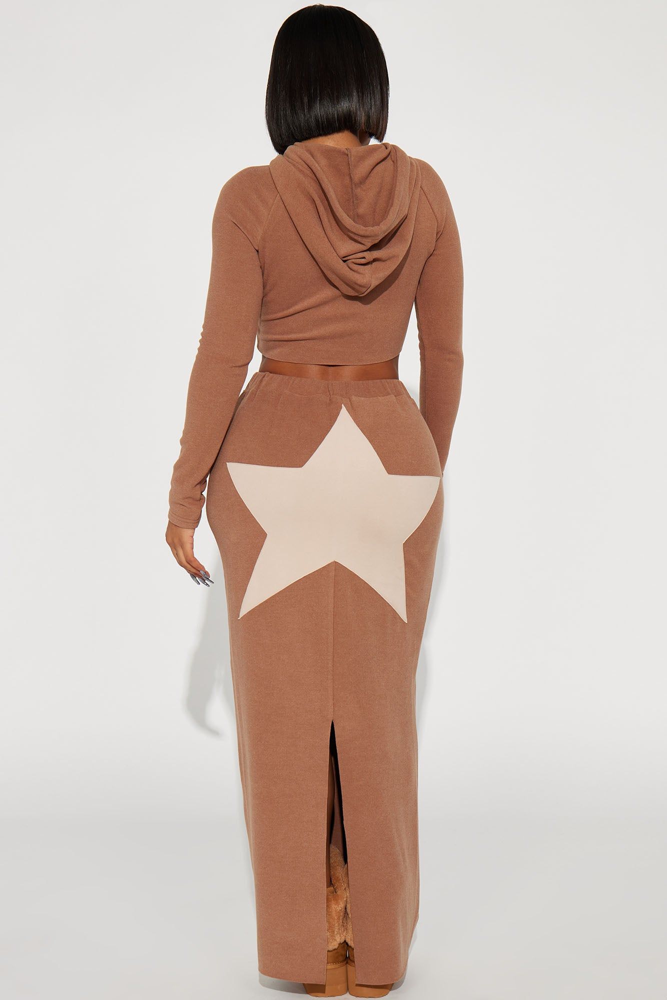 Radiant Star Fleece Skirt Set - Mocha sold by Fashion Nova product image thumbnail 3
