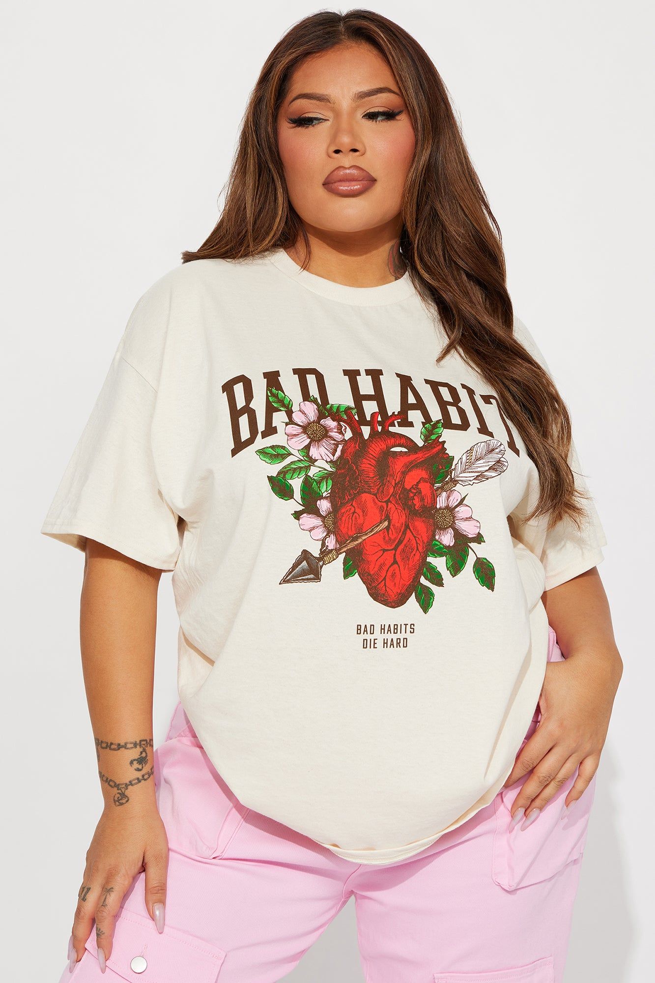 Bad Habits Break Hearts Graphic Tee - Cream sold by Fashion Nova product image thumbnail 4