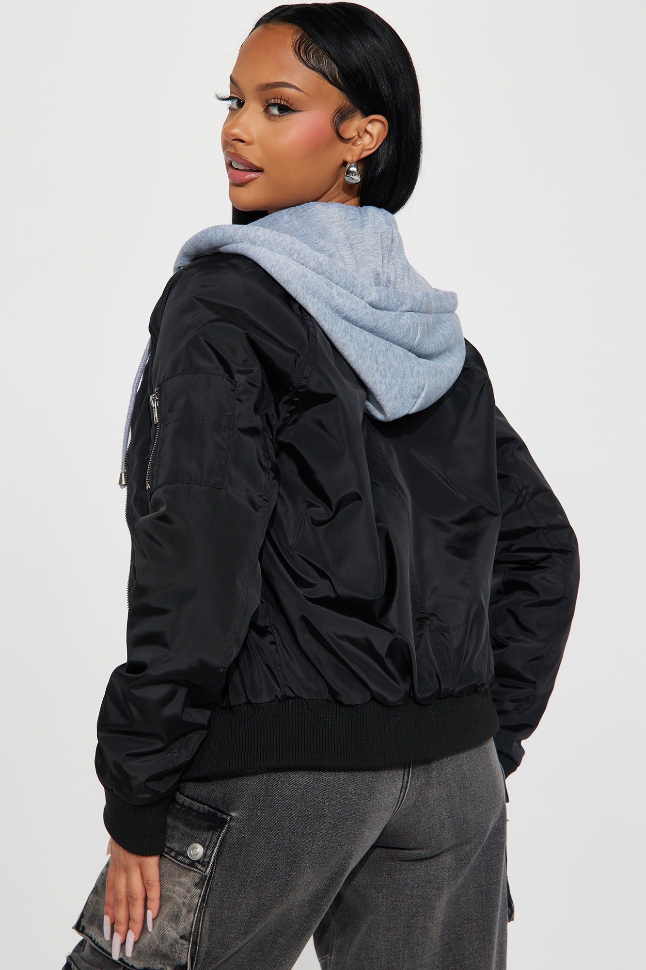 Like No Other Hoodie Bomber Jacket - Black sold by Fashion Nova product image thumbnail 3