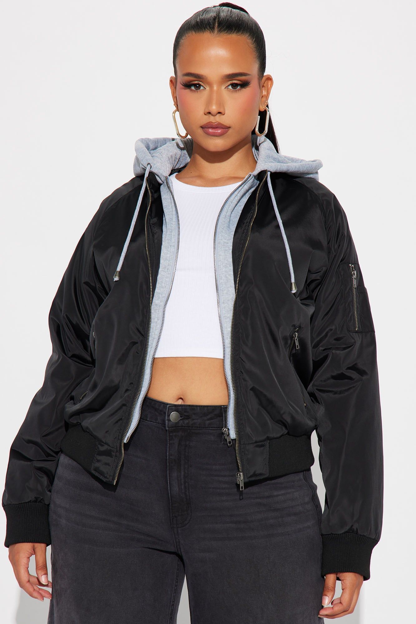 Like No Other Hoodie Bomber Jacket - Black sold by Fashion Nova product image thumbnail 4