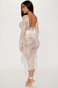 Lace Me Up Maxi Dress - Ivory sold by Fashion Nova