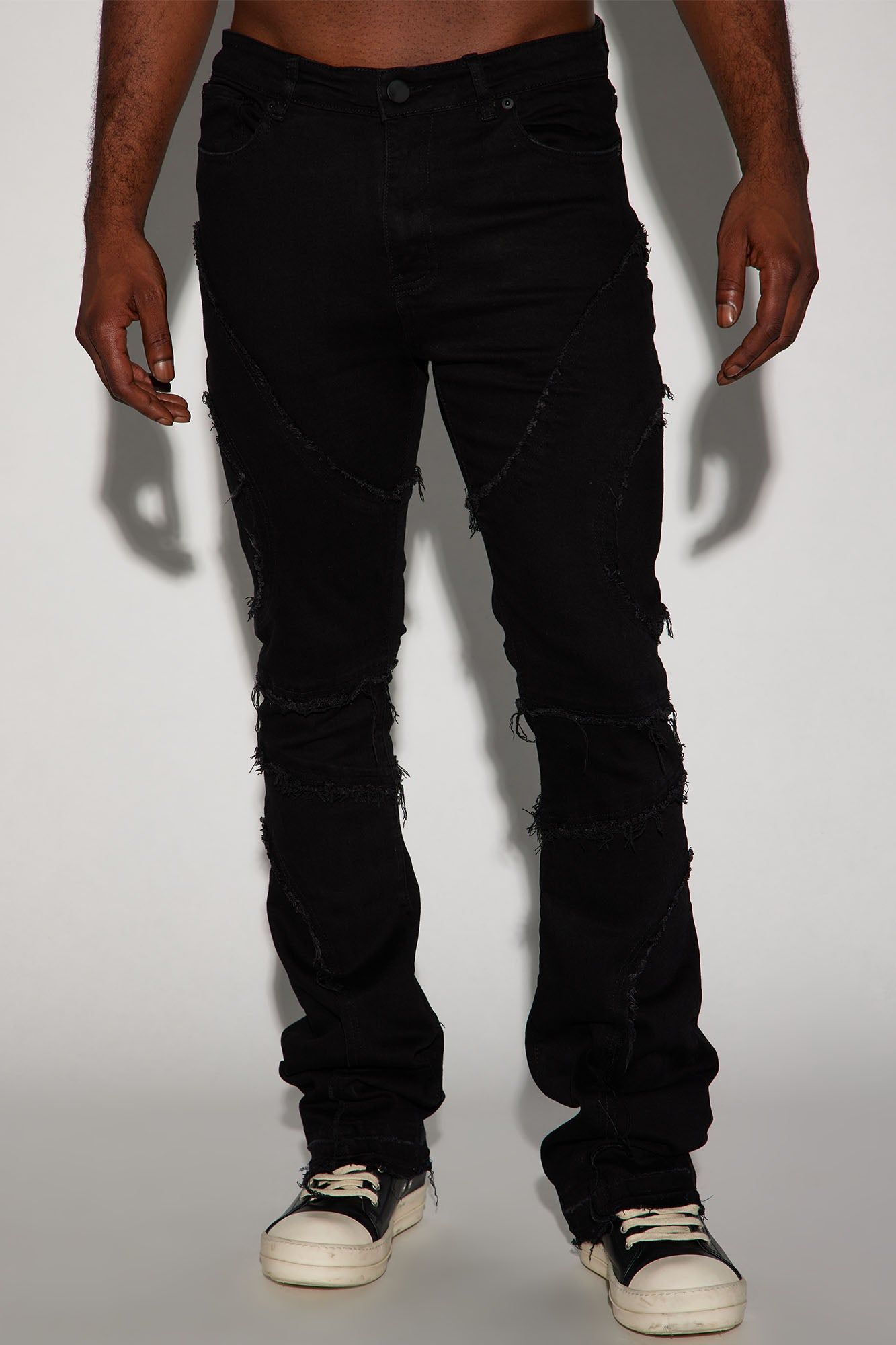 One Time Fray Stacked Skinny Flare Jeans - Black sold by Fashion Nova product image thumbnail 4