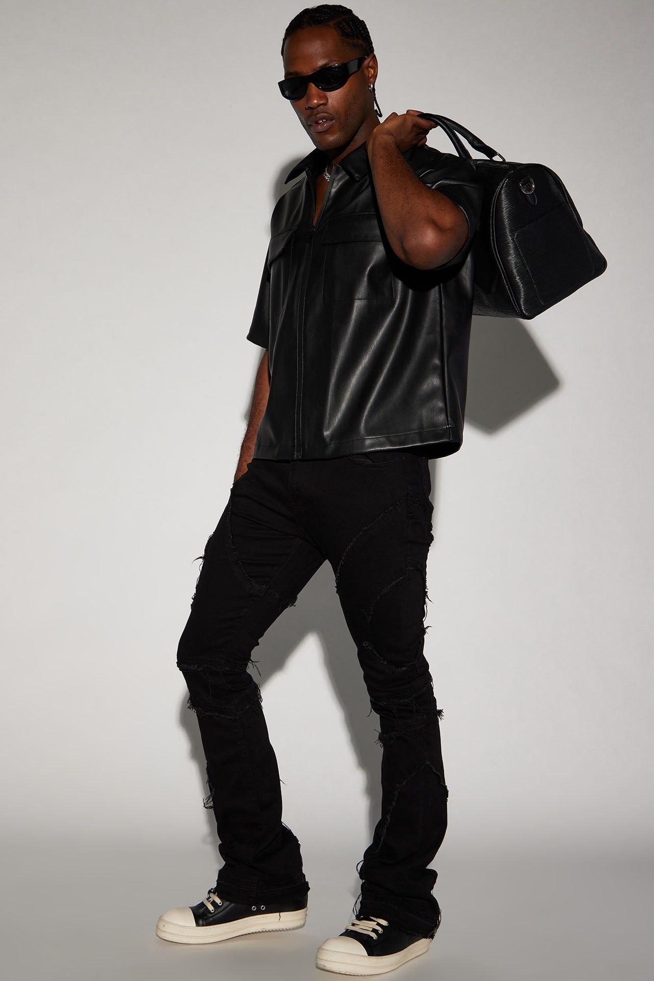 One Time Fray Stacked Skinny Flare Jeans - Black sold by Fashion Nova product image thumbnail 2