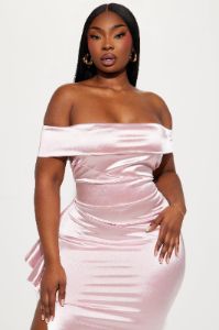 Coralie Off Shoulder Gown - Rose sold by Fashion Nova