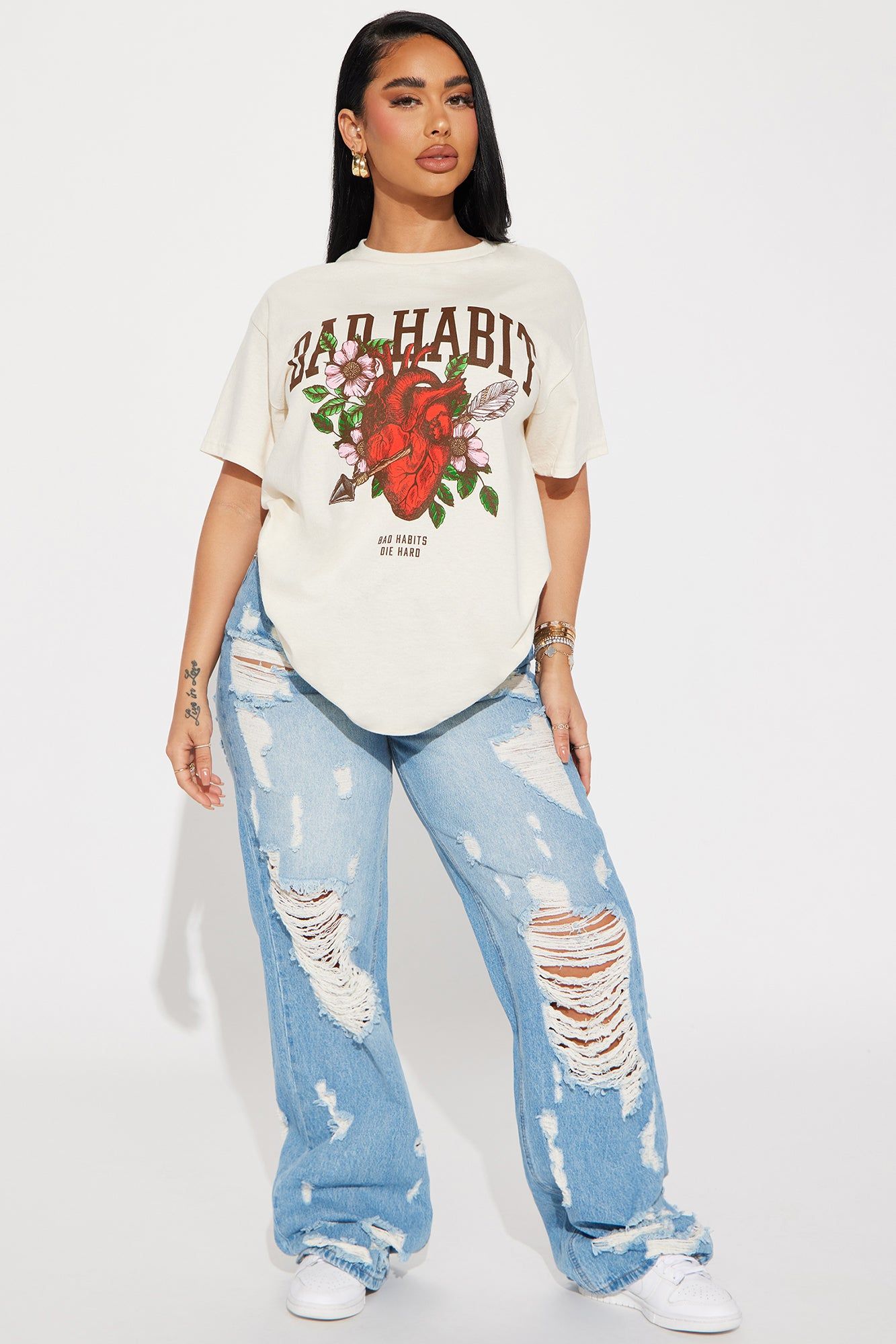 Bad Habits Break Hearts Graphic Tee - Cream sold by Fashion Nova product image thumbnail 2