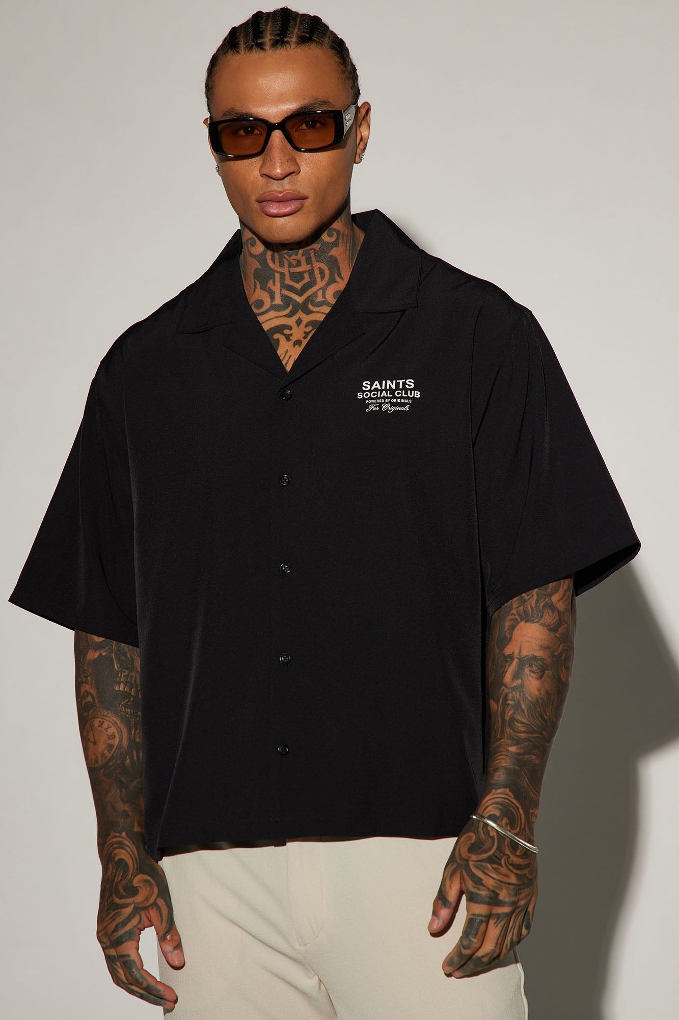 Saints Social Club Button Up Shirt - Black sold by Fashion Nova