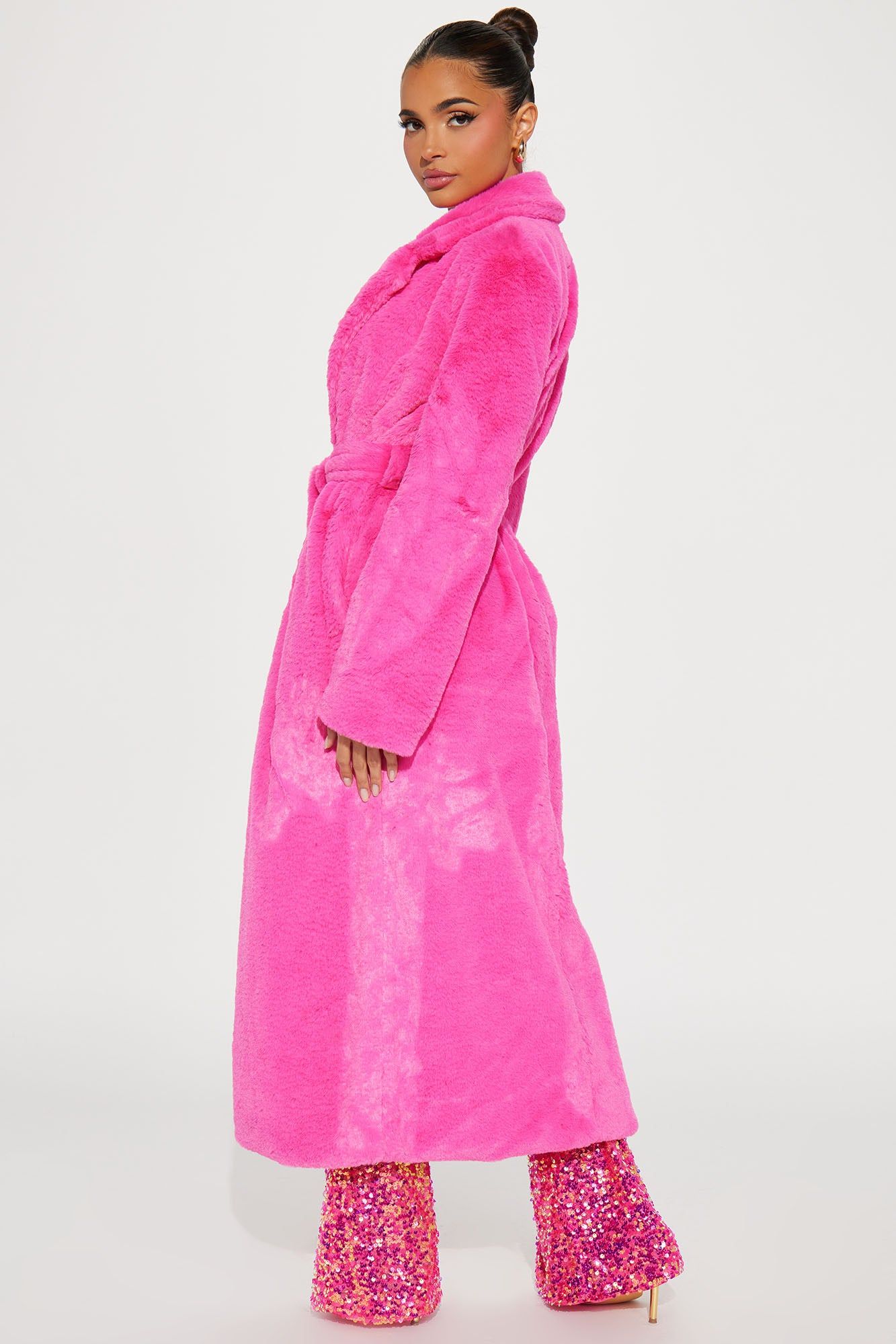Throwing Fits Faux Fur Coat - Fuchsia sold by Fashion Nova product image thumbnail 3