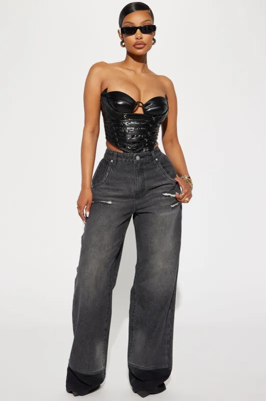 On Sight Ripped Baggy Jeans - Black Wash sold by Fashion Nova