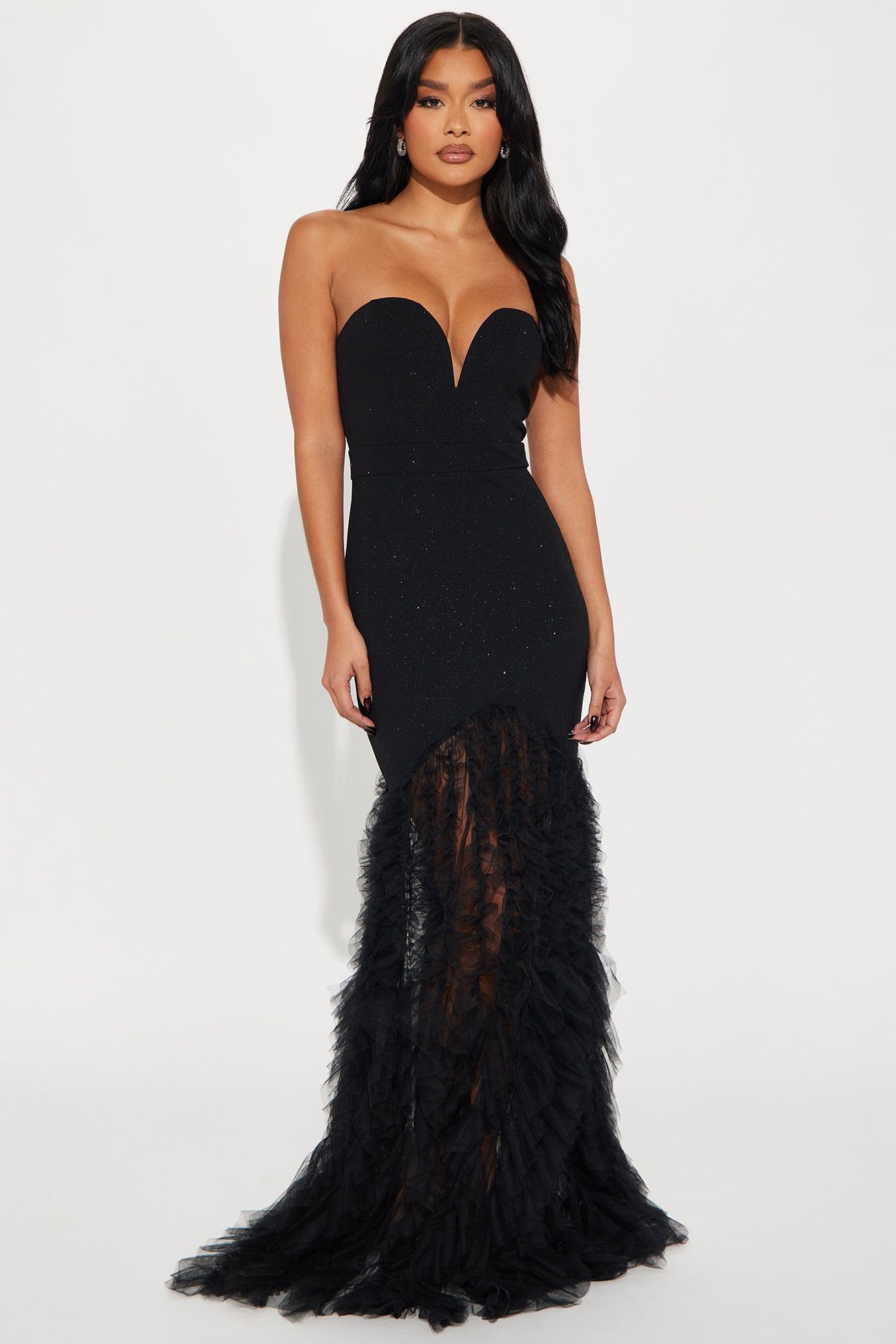 Bella Glitter Gown - Black sold by Fashion Nova