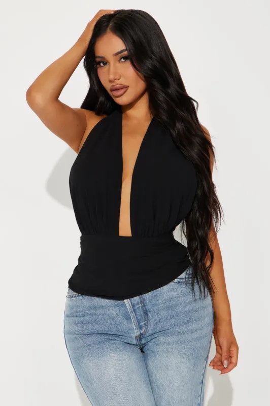 Treat Me Right Halter Top - Black sold by Fashion Nova