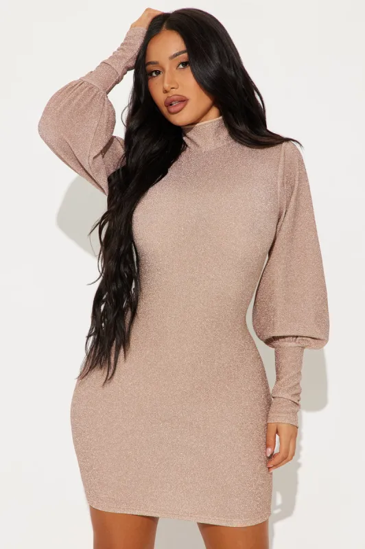 City Lights Metallic Mini Dress - Gold sold by Fashion Nova