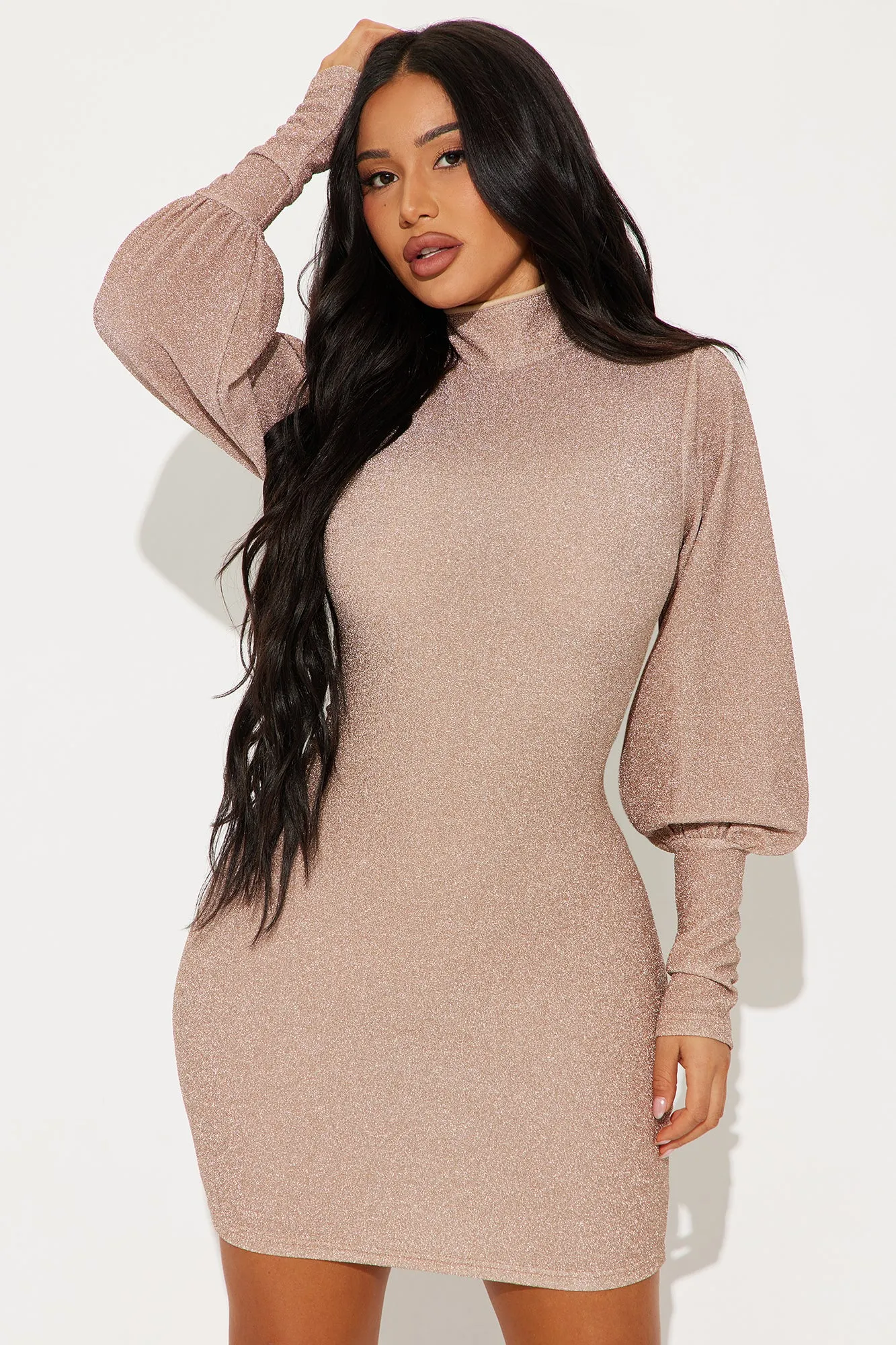 City Lights Metallic Mini Dress - Gold sold by Fashion Nova