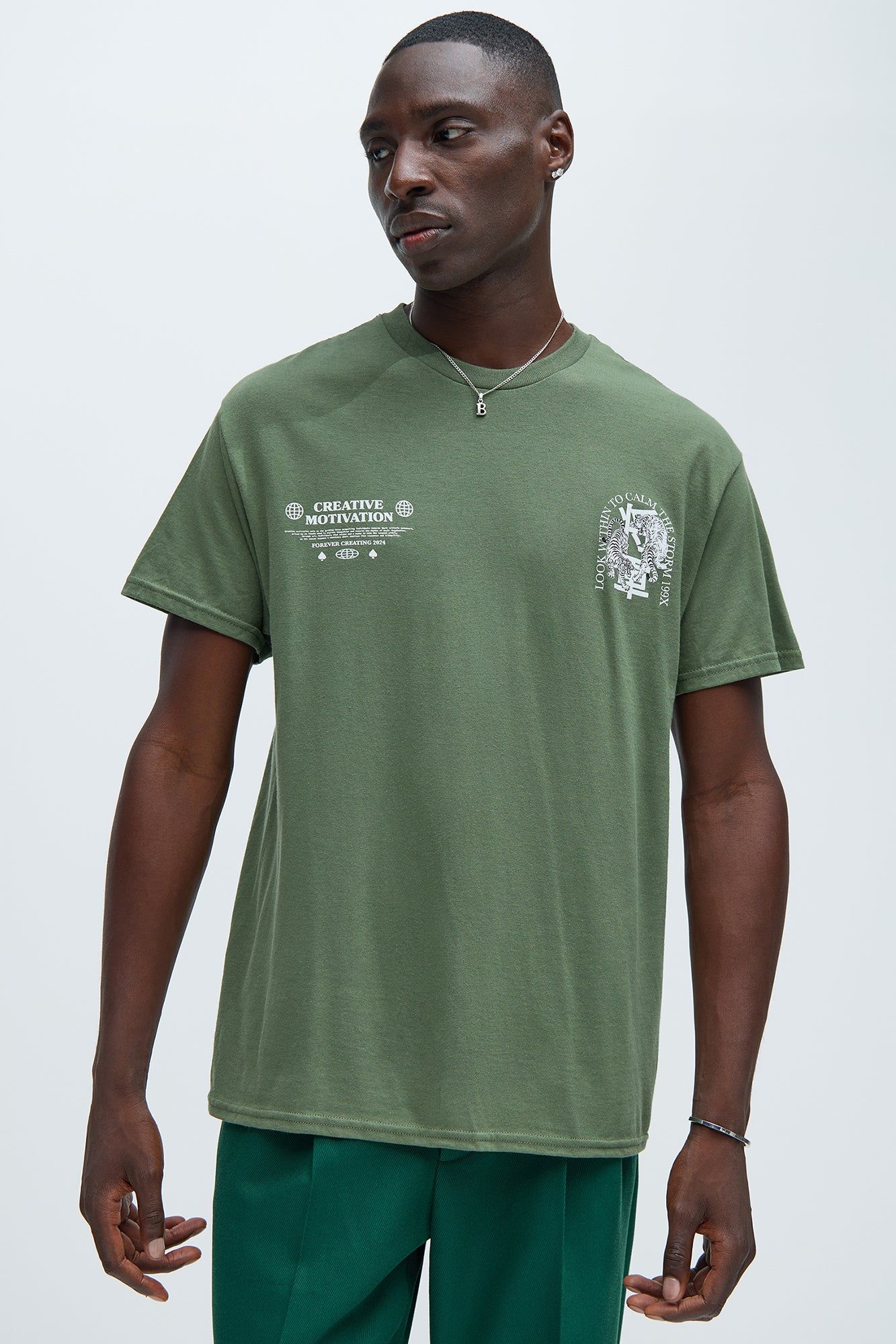 Creative Motivation Short Sleeve Tee - Olive sold by Fashion Nova