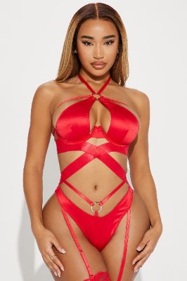 Bad For You Elastic Strappy 2 Piece Set - Red sold by Fashion Nova