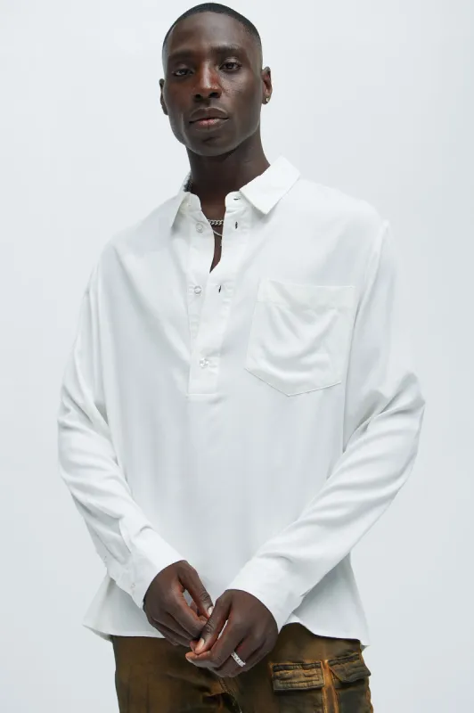 Easy Popover Shirt - White sold by Fashion Nova