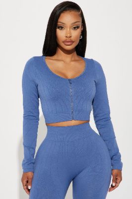 Making Waves Active Top - Slate Blue sold by Fashion Nova