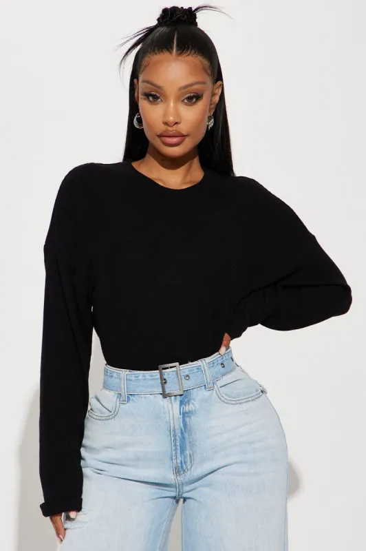 Keep Up Long Sleeve Top - Black sold by Fashion Nova