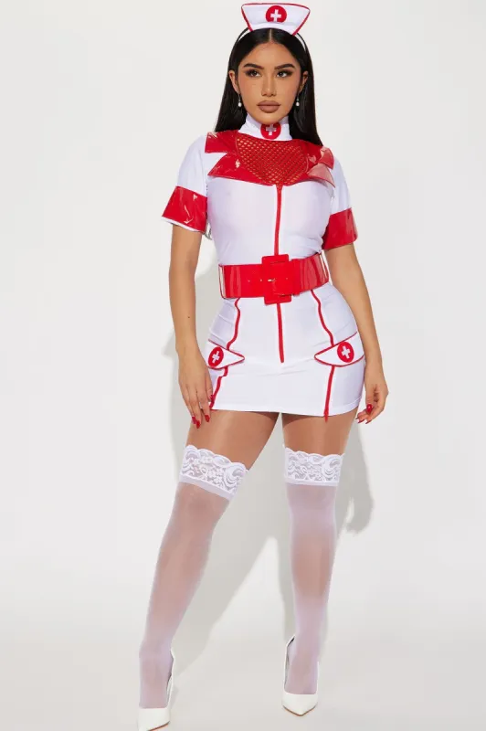 Time For Your Check Up Nurse 3 Piece Costume Set - Red/White made by Fashion Nova