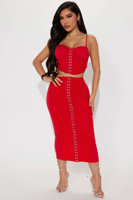 Zelia Mesh Skirt Set - Red sold by Fashion Nova