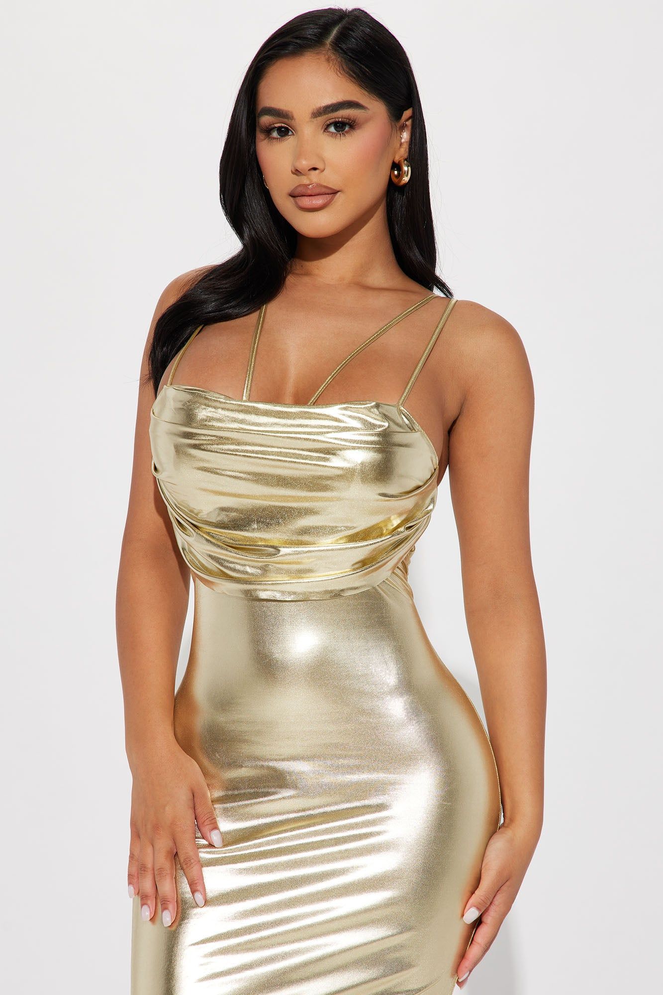 Athena Metallic Midi Dress - Gold sold by Fashion Nova product image thumbnail 2